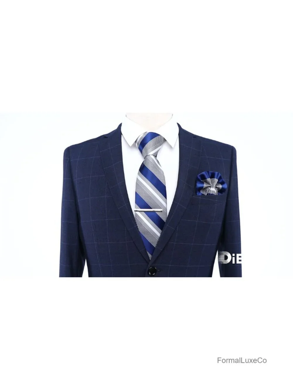 Silk Necktie & Pocket Square Set with Cufflinks & Tie Clip, Formal Wedding Gift